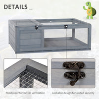 HKM-3526333 3-Window Reptile Cage with Slide-Out Tray for Turtles and Small Animals