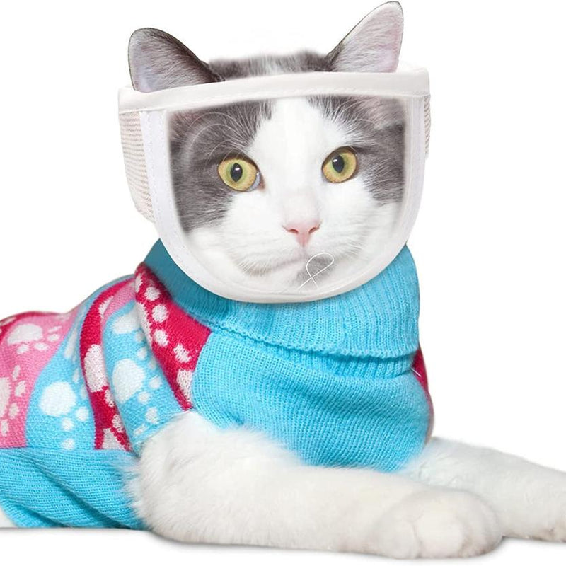 HKM-352659 Breathable Cat Muzzle for Grooming and Bathing, Anti-Licking and Anti-Biting, Soft Cotton with PVC Material