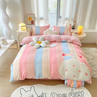 HKM-352659 Cartoon Thickened Milk Velvet 4-Piece Bedding Set in Vibrant Patterns