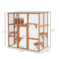 HKM-3526717 Outdoor Cat Catio Enclosure with Cat Box and Jump Platforms for Safe Playtime