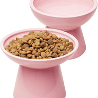 HKM-3526845 Elevated Extra Wide Ceramic Cat Food and Water Bowls for Better Digestion and Whisker Comfort
