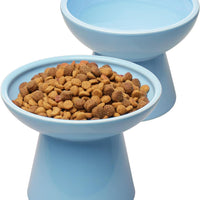 HKM-3526845 Elevated Extra Wide Ceramic Cat Food and Water Bowls for Better Digestion and Whisker Comfort