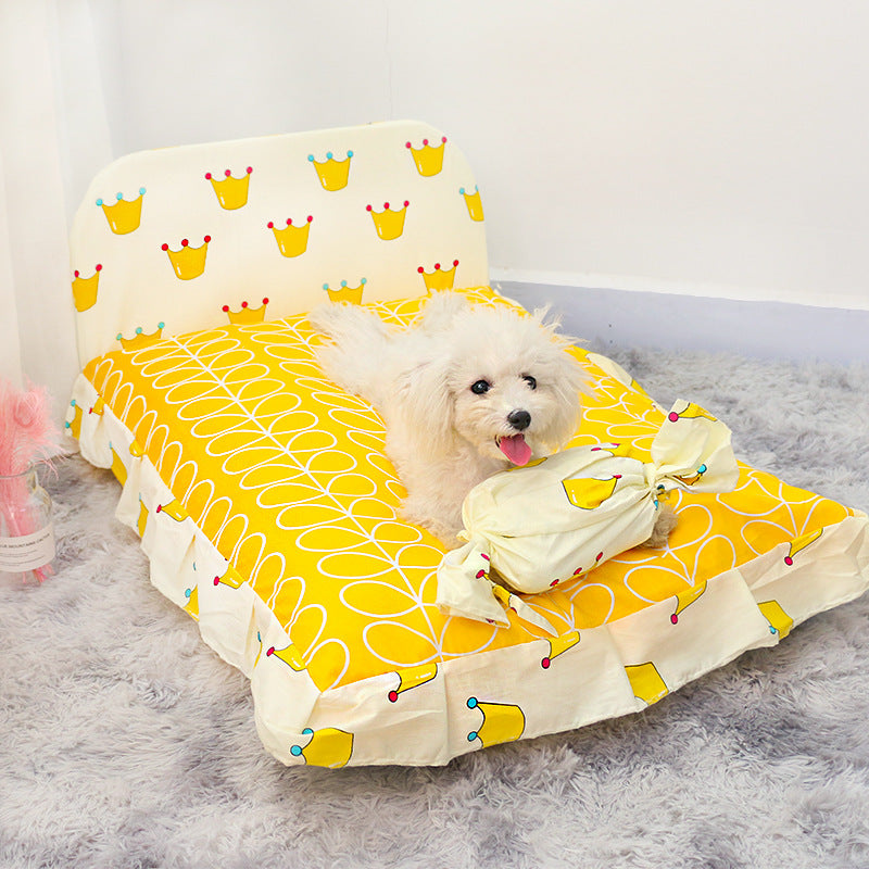 HKM-3527101 Cozy Teddy Small Dog and Cat Bed - Soft PP Cotton, Multiple Sizes Available
