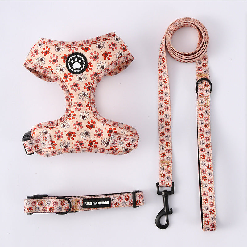 HKM-3527229 Adjustable Dog Breast Strap with Leash and Collar - Multiple Colors Available