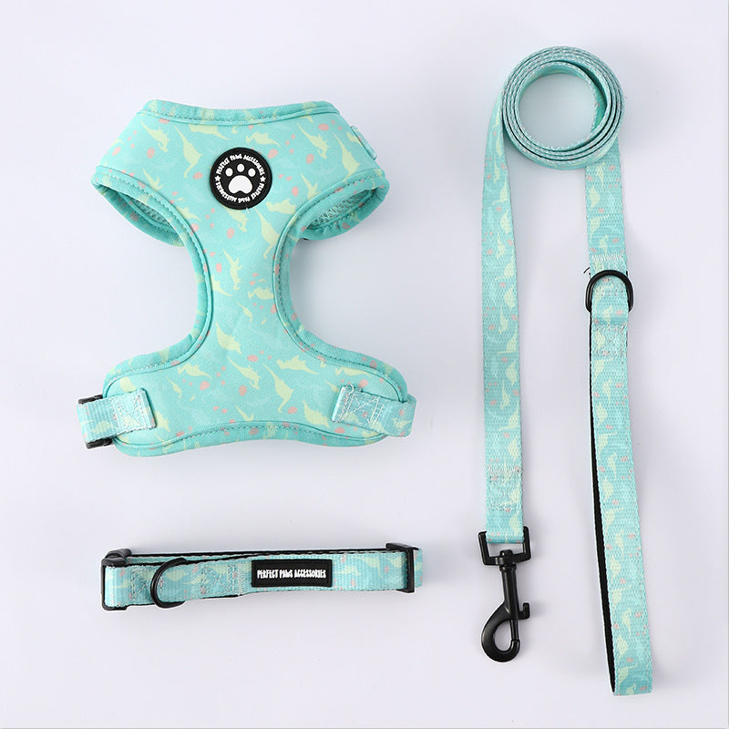 HKM-3527229 Adjustable Dog Breast Strap with Leash and Collar - Multiple Colors Available
