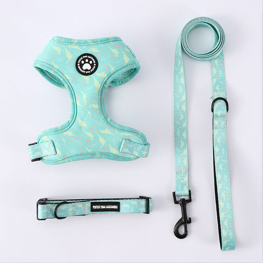 HKM-3527229 Adjustable Dog Breast Strap with Leash and Collar - Multiple Colors Available