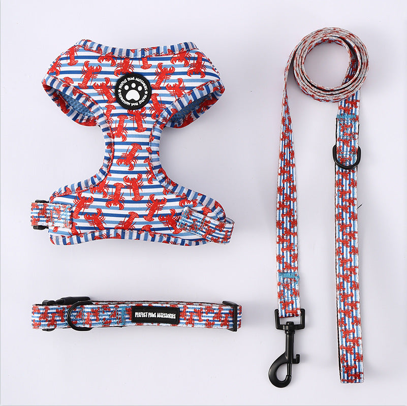 HKM-3527229 Adjustable Dog Breast Strap with Leash and Collar - Multiple Colors Available
