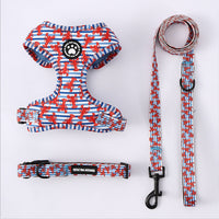 HKM-3527229 Adjustable Dog Breast Strap with Leash and Collar - Multiple Colors Available