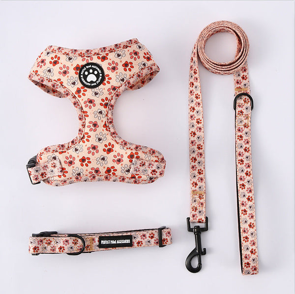 HKM-3527229 Adjustable Dog Breast Strap with Leash and Collar - Multiple Colors Available