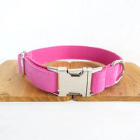 HKM-3528253 Pink Velvet Adjustable Dog Collar - Comfortable Polyester Pet Leash for XS to XL Sizes
