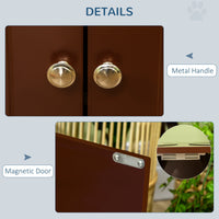 HKM-3528637 Raised Dog Bowl Stand with Storage Cabinet for Large Dogs - Brown MDF and Stainless Steel Feeding Station