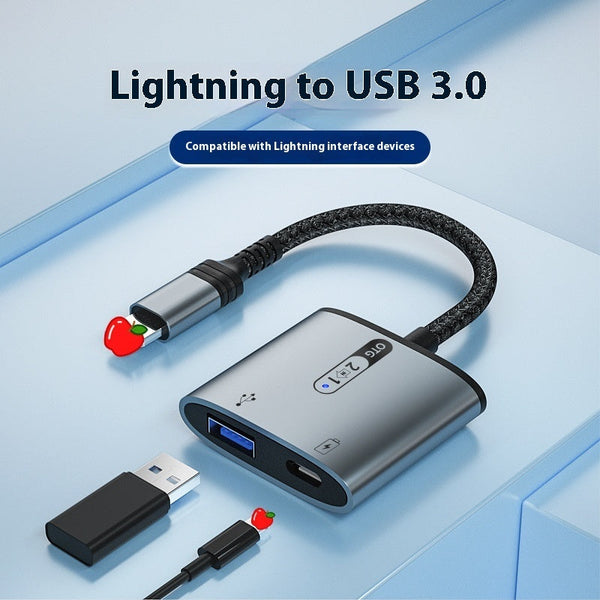 HKM-353043 Lightning to USB Charging Adapter Cable for Compatible Devices with Braided Armor Wire