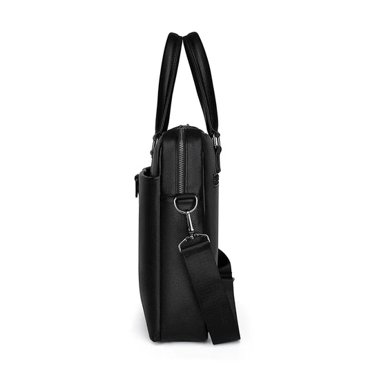 HKM-353043 Waterproof 15-Inch Crossbody Messenger Bag for Men, Micro Leather Laptop Briefcase