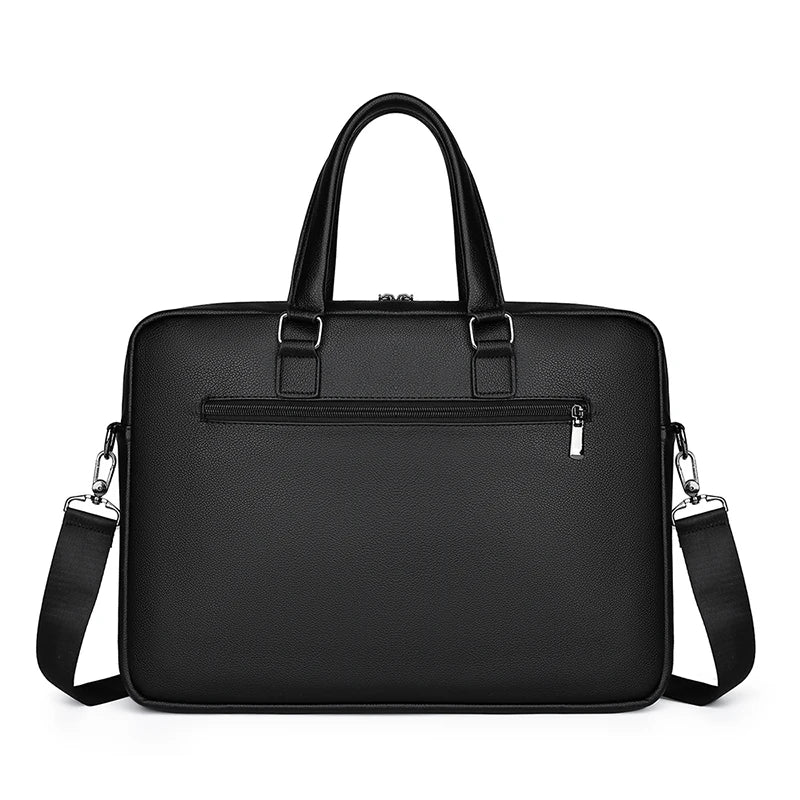 HKM-353043 Waterproof 15-Inch Crossbody Messenger Bag for Men, Micro Leather Laptop Briefcase