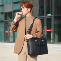 HKM-353043 Waterproof 15-Inch Crossbody Messenger Bag for Men, Micro Leather Laptop Briefcase