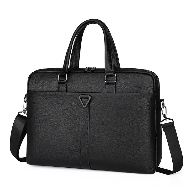 HKM-353043 Waterproof 15-Inch Crossbody Messenger Bag for Men, Micro Leather Laptop Briefcase