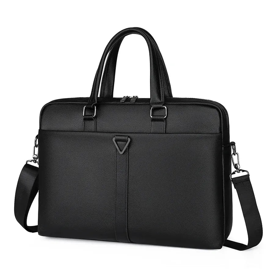 HKM-353043 Waterproof 15-Inch Crossbody Messenger Bag for Men, Micro Leather Laptop Briefcase
