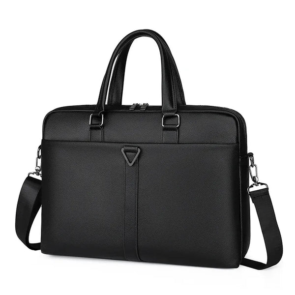 HKM-353043 Waterproof 15-Inch Crossbody Messenger Bag for Men, Micro Leather Laptop Briefcase