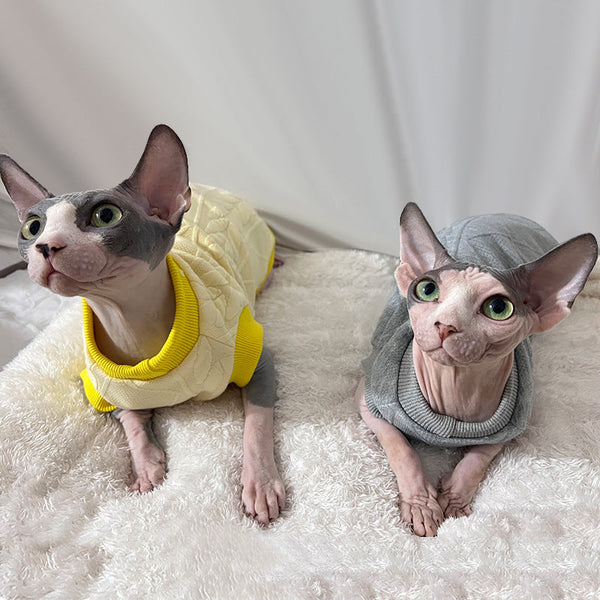 HKM-3530813 Stylish Cotton Vest for Hairless Cats - Available in Multiple Sizes and Colors