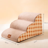 HKM-3531709 Removable Sponge Pet Stairs for Small Dogs - Corduroy and Velvet Design, 40 x 72 x 40 cm