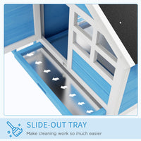 HKM-3532093 48" Outdoor Wooden Rabbit Hutch with Waterproof Roof and Removable Tray, Light Blue