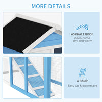 HKM-3532093 48" Outdoor Wooden Rabbit Hutch with Waterproof Roof and Removable Tray, Light Blue