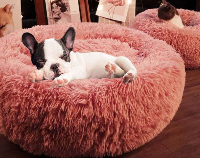 HKM-3532477 Plush Round Pet Nest Pad - Detachable & Washable Comfort for Cats and Dogs