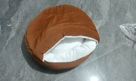 HKM-3532477 Plush Round Pet Nest Pad - Detachable & Washable Comfort for Cats and Dogs