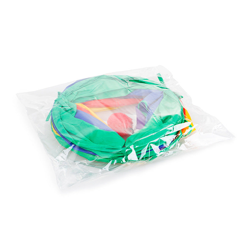 HKM-3533501 Rainbow Collapsible Cat Tunnel - Polyester Pet Play Channel for Training and Comfort