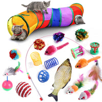 HKM-3533501 Rainbow Collapsible Cat Tunnel - Polyester Pet Play Channel for Training and Comfort