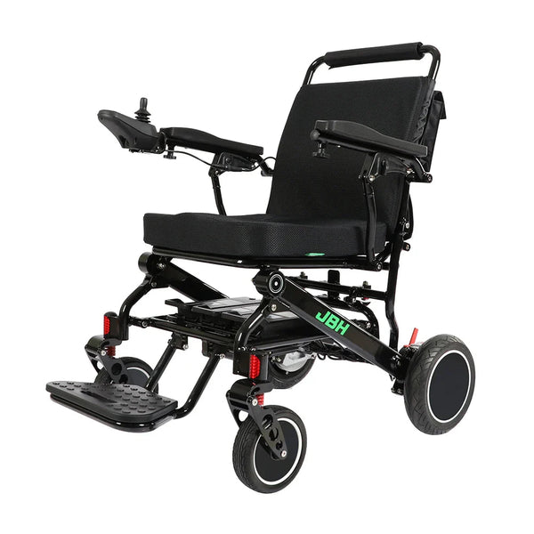 HKM-3338707 Folding Electric Wheelchair Dual 250W Motors 24V 24Ah Battery 12.4 Mile Range 330 lb Capacity Aluminum Frame