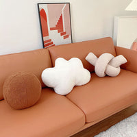HKM-353491 Geometric Plush Cloud Pillow Cushion - Available in Beige, Caramel, and White Styles