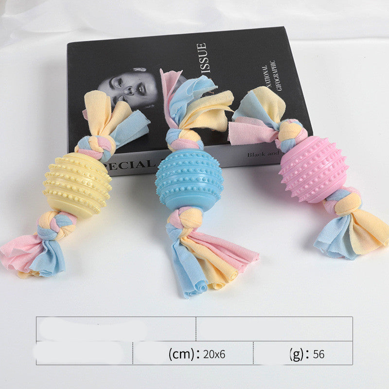 HKM-3535037 Cotton Rope Dog Chew Toy - Multi-Color Textured Design for Clean Teeth