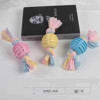 HKM-3535037 Cotton Rope Dog Chew Toy - Multi-Color Textured Design for Clean Teeth