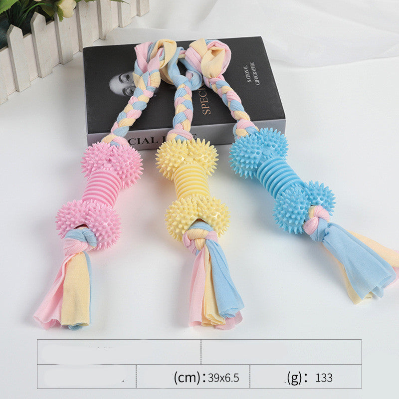 HKM-3535037 Cotton Rope Dog Chew Toy - Multi-Color Textured Design for Clean Teeth