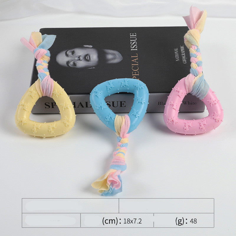HKM-3535037 Cotton Rope Dog Chew Toy - Multi-Color Textured Design for Clean Teeth