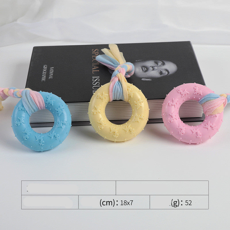 HKM-3535037 Cotton Rope Dog Chew Toy - Multi-Color Textured Design for Clean Teeth