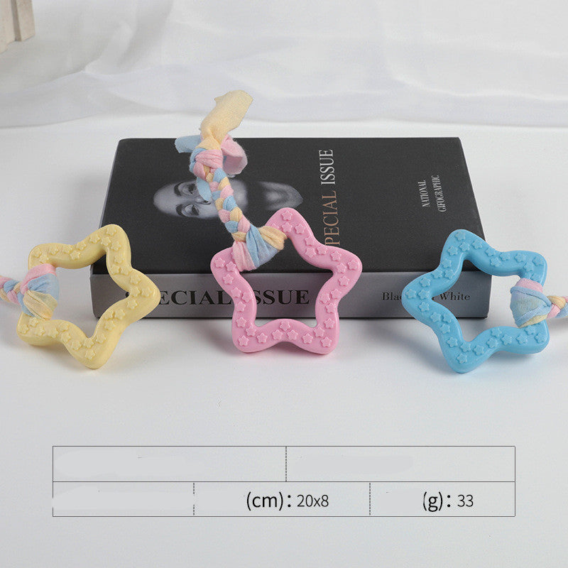 HKM-3535037 Cotton Rope Dog Chew Toy - Multi-Color Textured Design for Clean Teeth