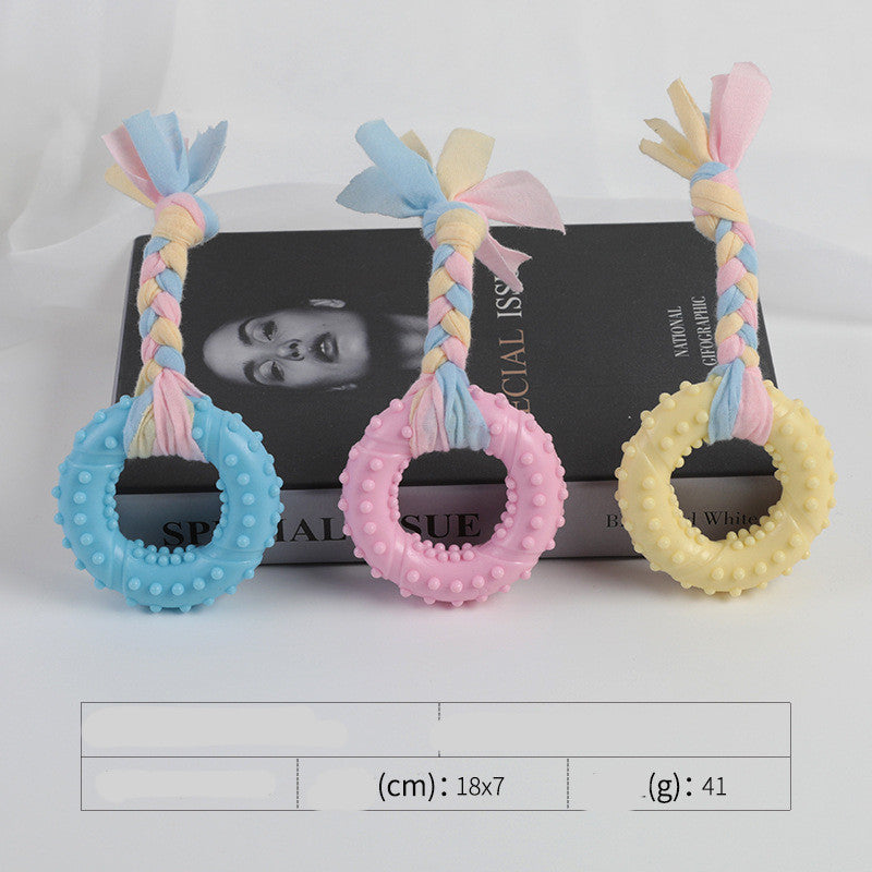 HKM-3535037 Cotton Rope Dog Chew Toy - Multi-Color Textured Design for Clean Teeth