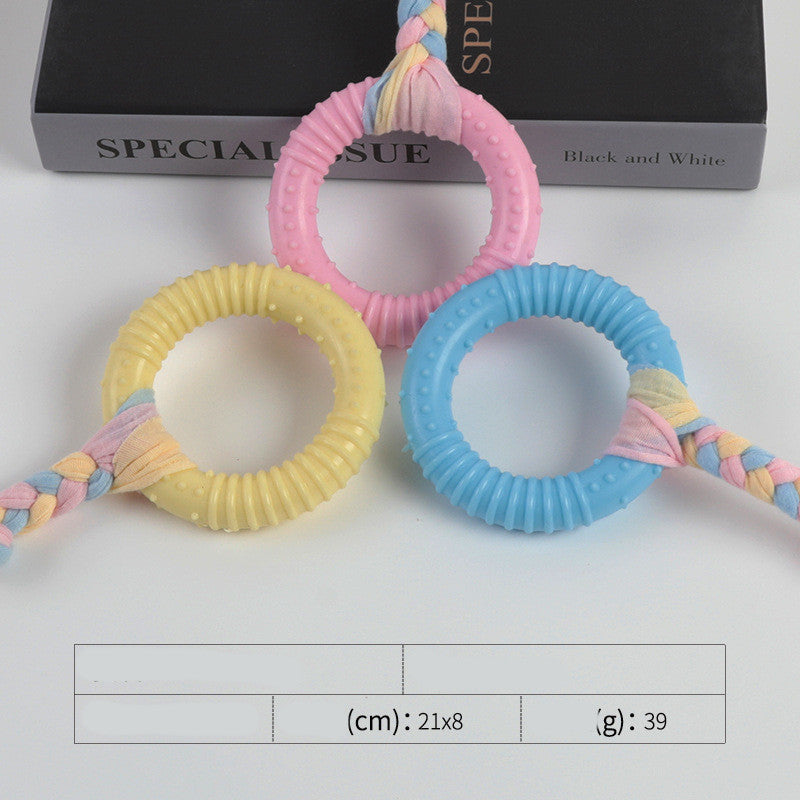 HKM-3535037 Cotton Rope Dog Chew Toy - Multi-Color Textured Design for Clean Teeth