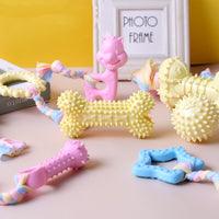 HKM-3535037 Cotton Rope Dog Chew Toy - Multi-Color Textured Design for Clean Teeth
