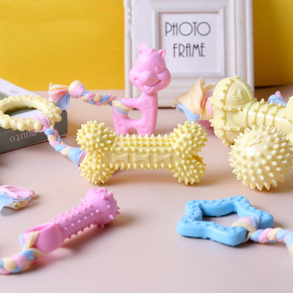 HKM-3535037 Cotton Rope Dog Chew Toy - Multi-Color Textured Design for Clean Teeth