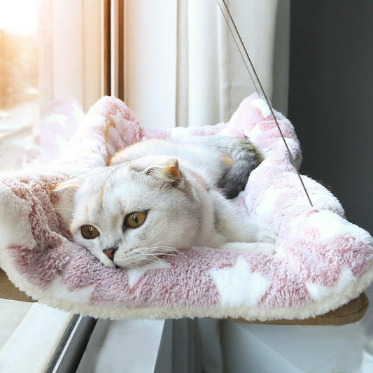 HKM-3535805 Window Cat Hammock with Suction Cups - Soft Cloth Sun-Soaked Swing for Cats