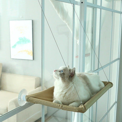 HKM-3535805 Window Cat Hammock with Suction Cups - Soft Cloth Sun-Soaked Swing for Cats