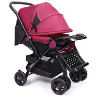 HKM-353683 Lightweight Foldable Travel Stroller with Two-Way Push Feature and Removable Dinner Plate, 3-in-1 Design