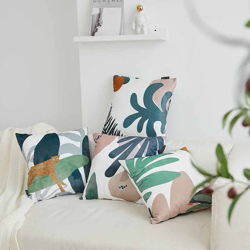 HKM-353875 Green Plant Style Plush Cushion Cover - 45x45cm