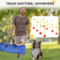 HKM-3539005 Adjustable Dog Agility Jump Set with Carry Bag - 4 Piece Course for Training and Exercise