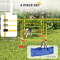 HKM-3539005 Adjustable Dog Agility Jump Set with Carry Bag - 4 Piece Course for Training and Exercise