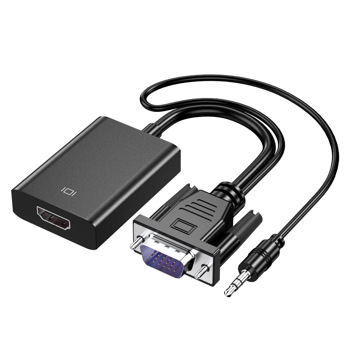 HKM-354003 VGA to HDMI Adapter with 3.5mm Audio Output for PC, Laptop, and Projector - Supports 1080P Resolution