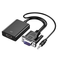 HKM-354003 VGA to HDMI Adapter with 3.5mm Audio Output for PC, Laptop, and Projector - Supports 1080P Resolution
